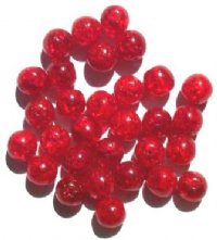 30 10mm Red Crackle Beads